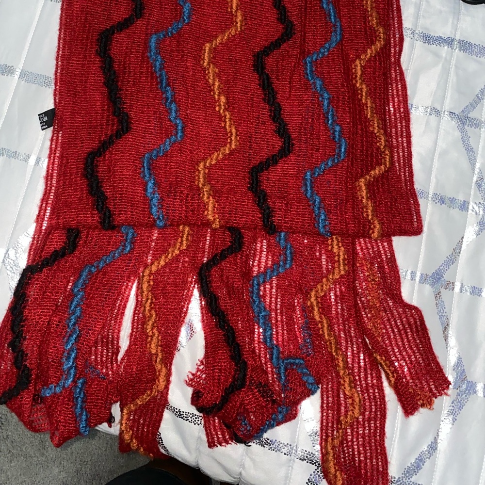 Long Red Fringe Scarf